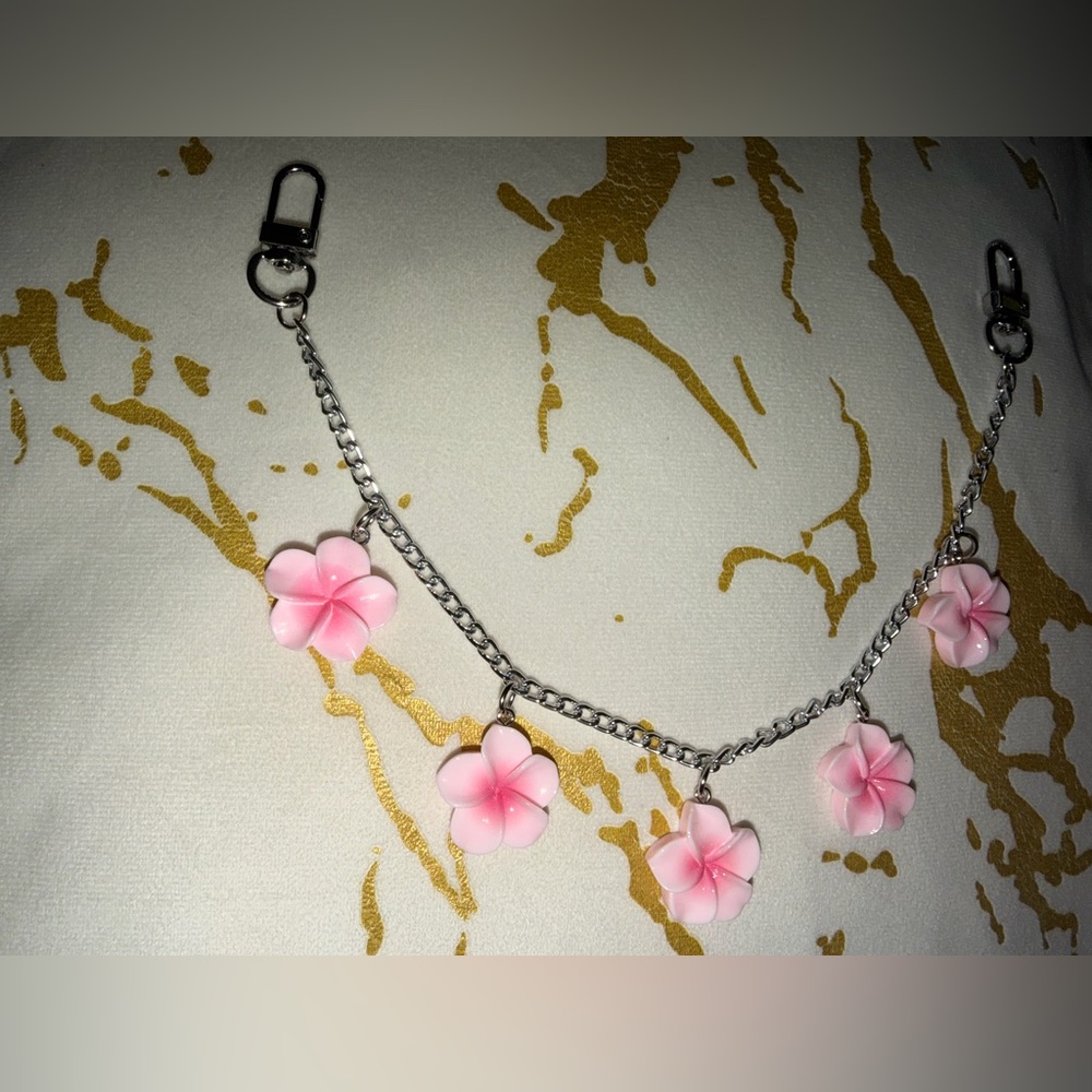 Pink Flower Bag Charm - Picture 3 of 4